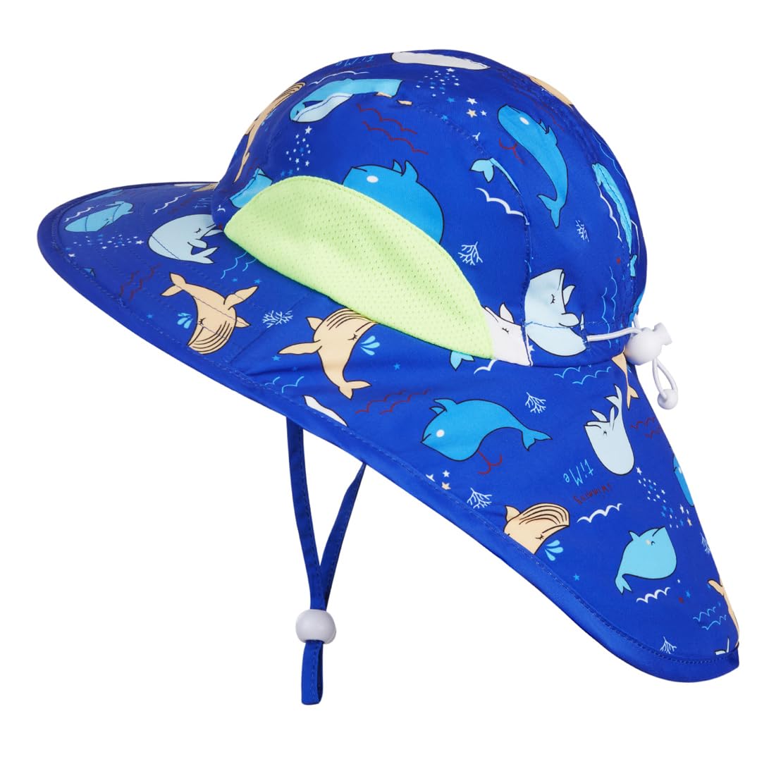 Baby Boy Swimsuit Rash Guard Toddler Sun Protection Swimwear Infant One Piece Bathing Suit with Sun Hat?Whale,12-18Months?