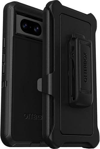 OtterBox Funda para Google Pixel 8 Defender Series, negra, resistente y duradera, con protección de puerto, incluye soporte de clip de funda