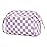 Narwey Checkered Makeup Bag Women Wide-open Make up Bag Travel Cosmetic Bag Organizer Toiletry Bag for Cosmetics Toiletries Accessories (Purple Checkerboard)