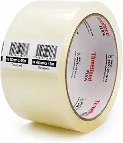 Fita de Empacotamento ThreeBond FIXA 48mm x 45m Transparente – Alta Adesão e Resistência para Fechar Caixas, Mudança, E-commerce e Logística (1 Rolo)