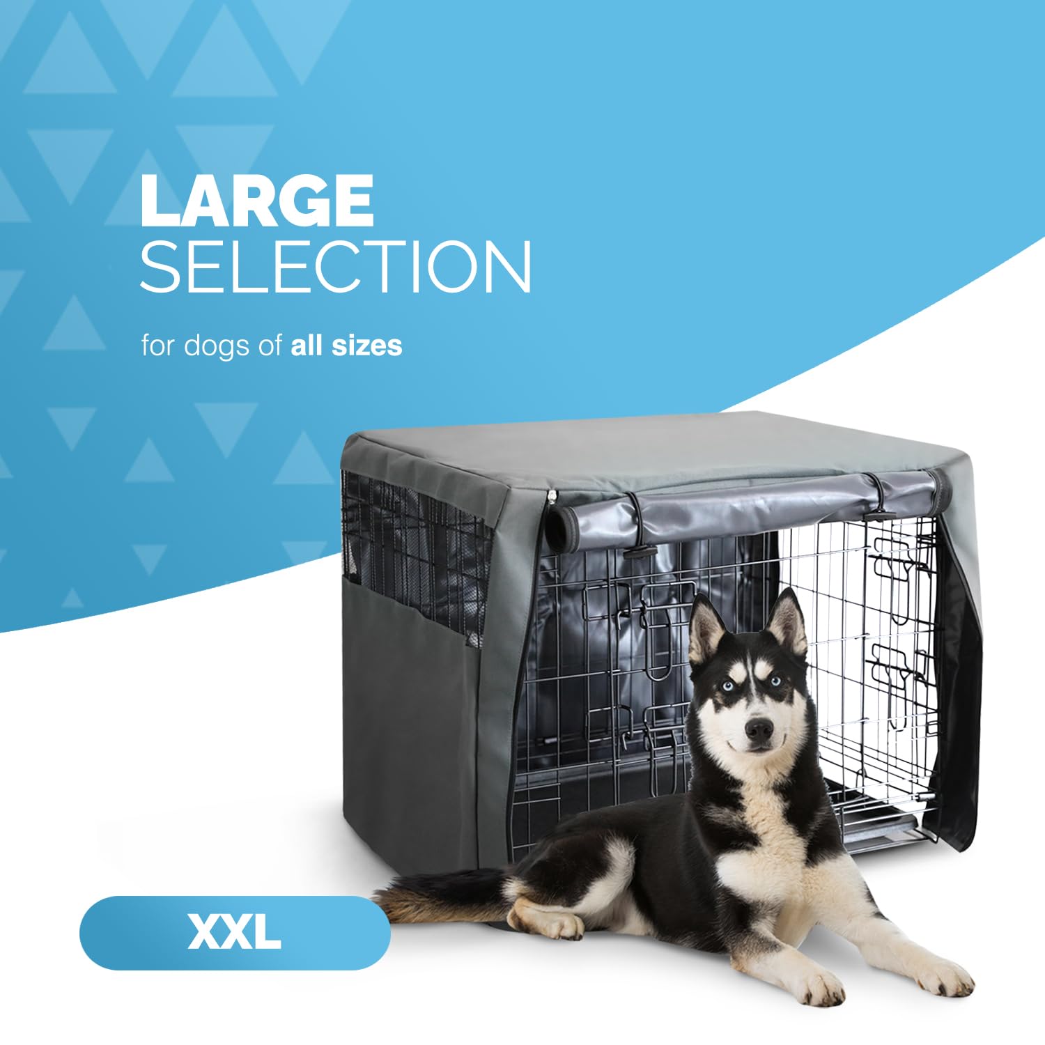 FurDreams Copertura antivento per gabbia cani 122 cm, 2 porte (anteriore e laterale), rete traspirante - scatola resistente per addestramento cuccioli (XXL)