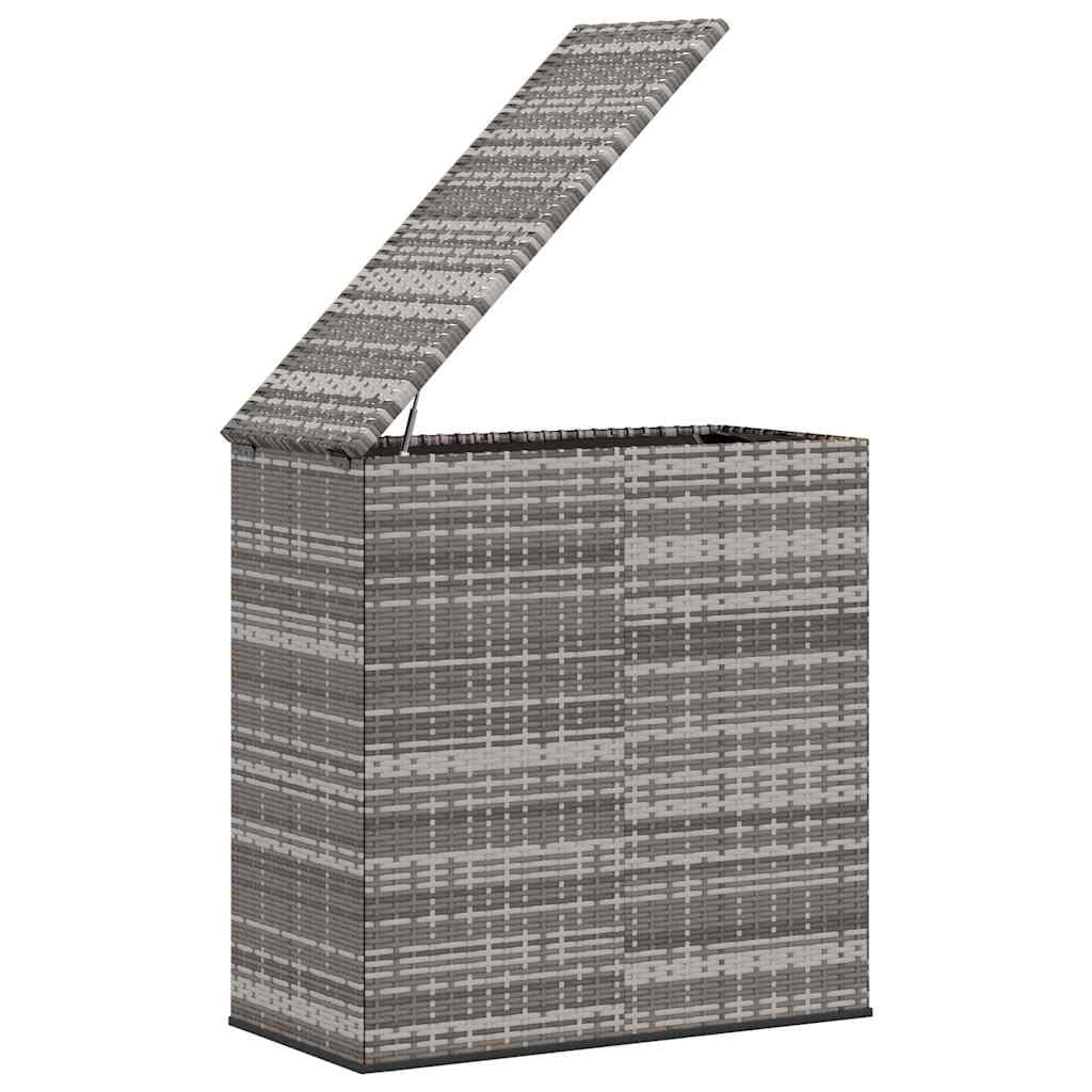 Pudełko na poduszki ogrodowe, rattanowe, szare, 100 x 49 x 103,5 cm, z wodoodporną kieszenią wewnętrzną i sprężyną gazową, odporna na warunki atmosferyczne skrzynia ogrodowa do przechowywania
