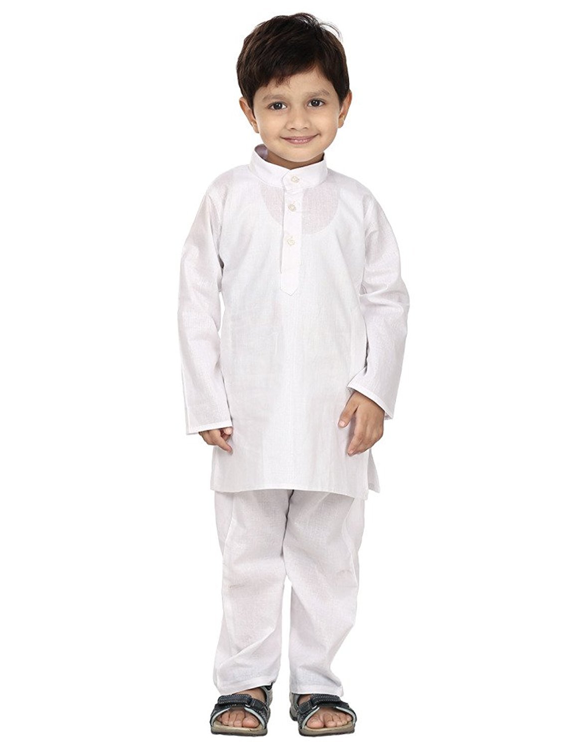 Royal KurtaFOCIL White Solid Kurta & Pyjama Set for Boys