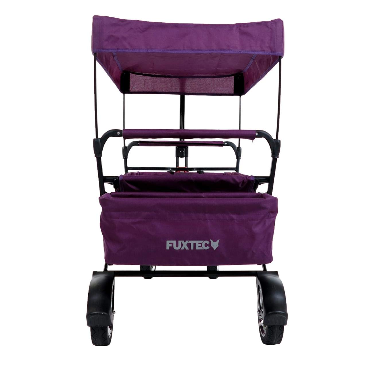 FUXTEC Bollerwagen City CT500, Carro Plegable con Techo UV, con Doble Freno Delantero.- Apto para niños, Ciudad, Campo, Playa o montaña- Tirar o Empujar - Capacidad de Carga 75 kg - Bolsa Trasera
