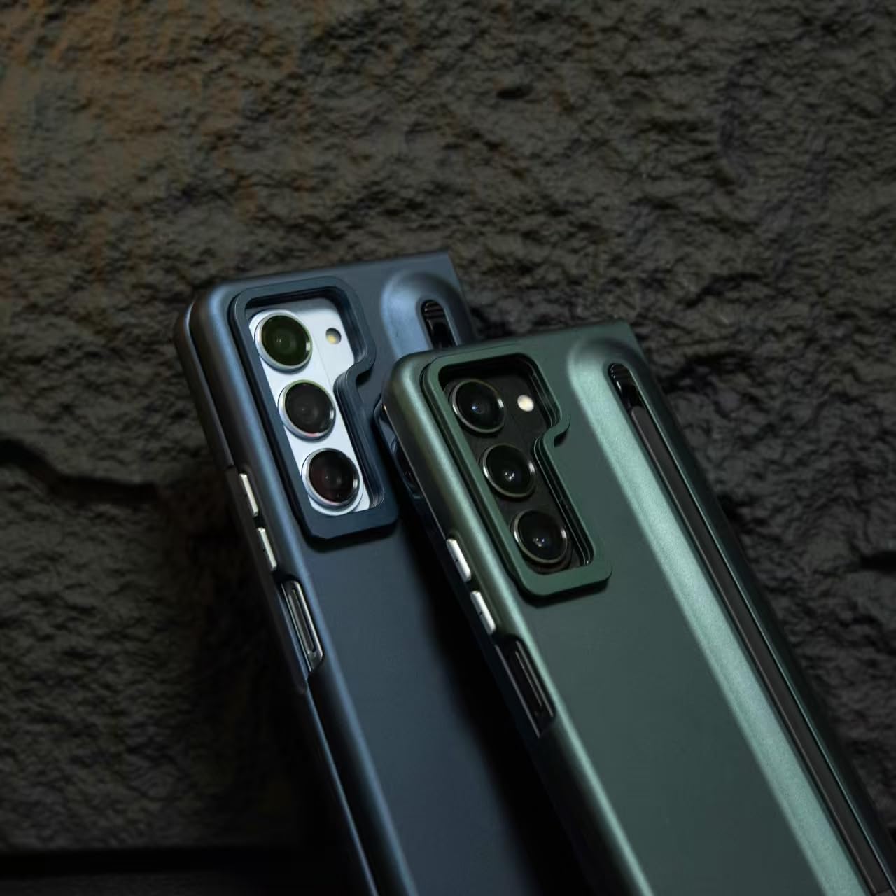 Slim PC phone Case for Samsung Galaxy Z Fold 6 with Built-in S Pen Holder, Adjustable Camera Kickstand, Anti-Scratch Front Screen Protector | Shockproof Matte Finish mobile phone case Dark Blue