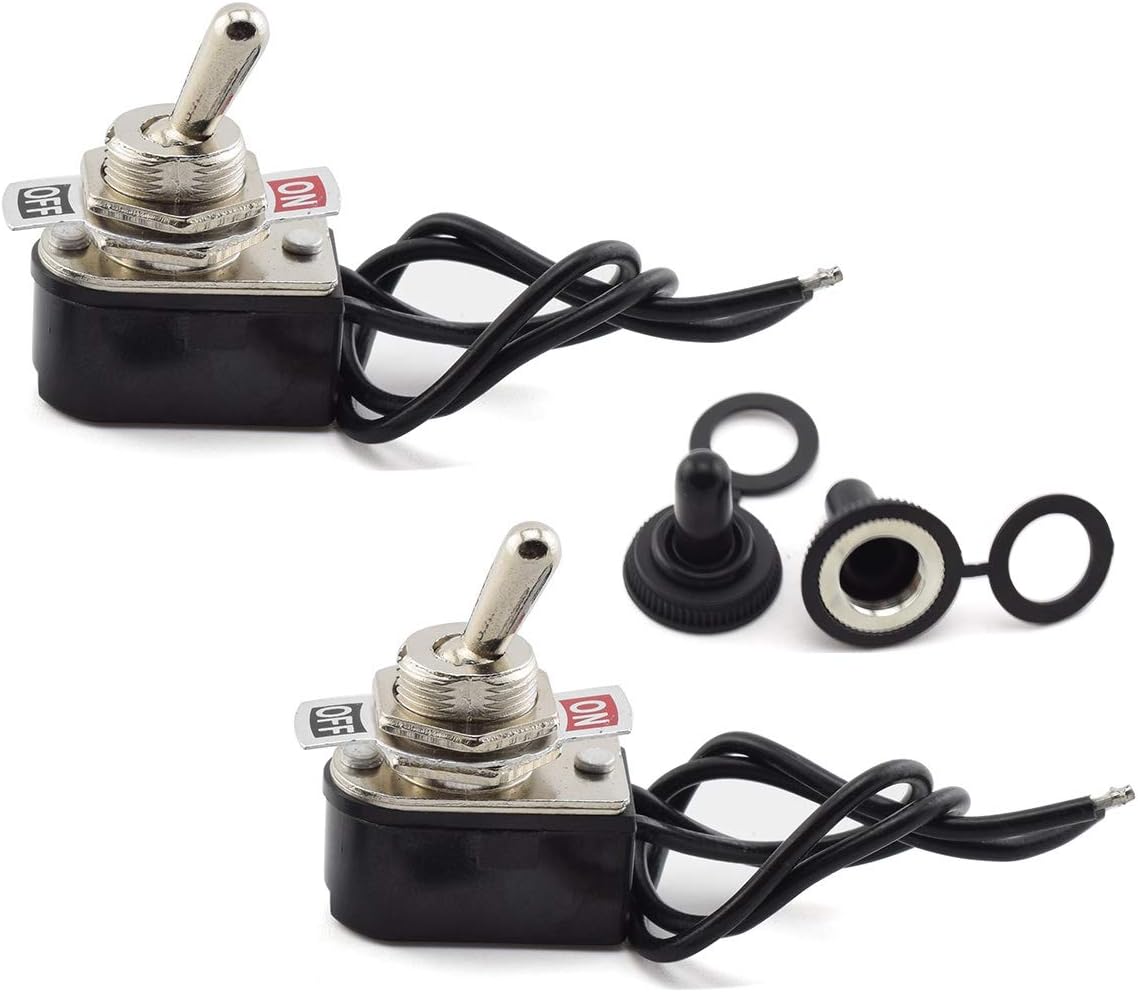 SDTC Tech 2 Pack Toggle Switch 6A / 125V 3A / 250V AC SPST ON/Off Heavy Duty Rocker Electrical Switch with Lead Wires