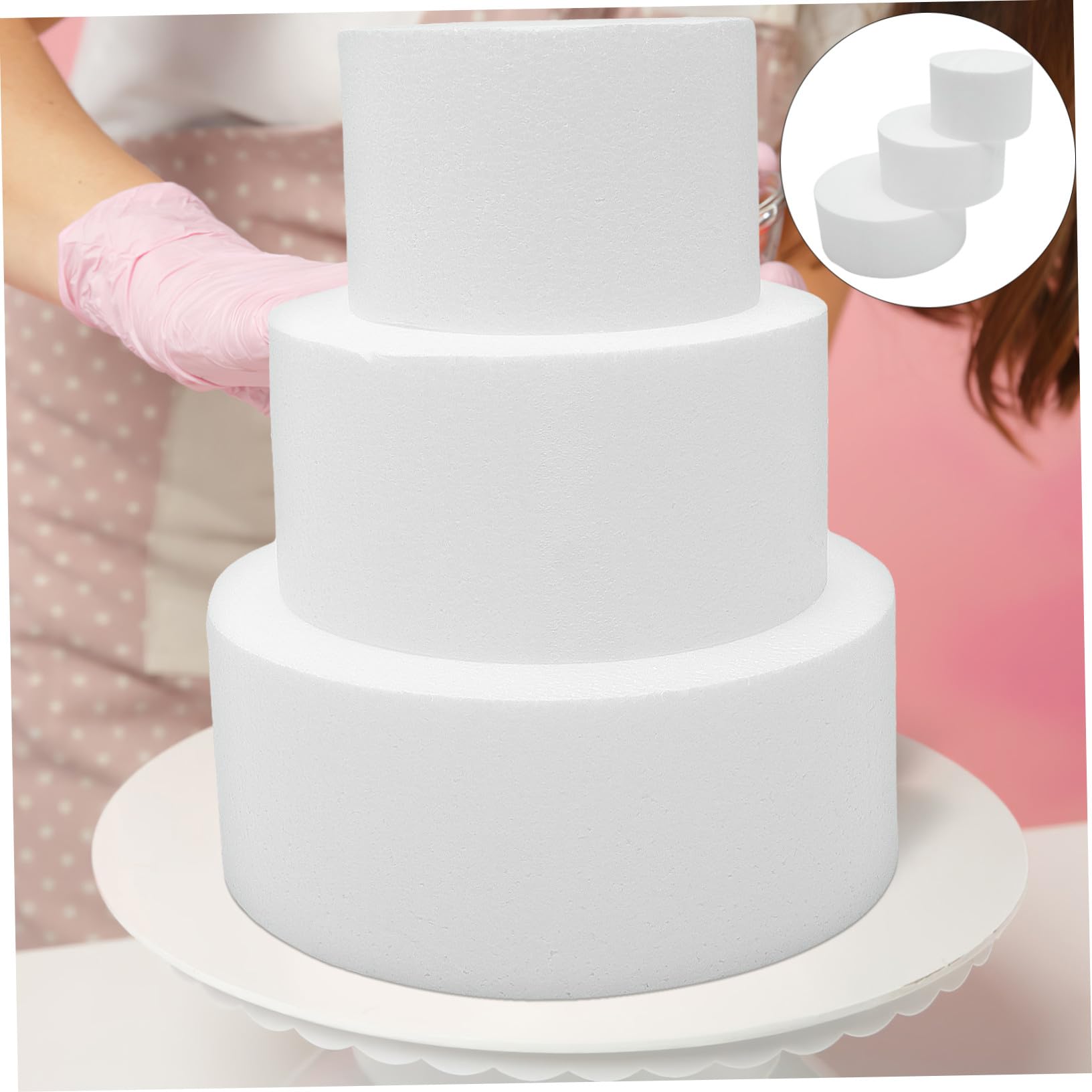 Homoyoyo Schaumstoff Kuchenmodell 3 Stück Rund 15-25cm Selbstgemacht Tortenattrappen Wiederverwendbar Für Hochzeit Geburtstag Partydeko