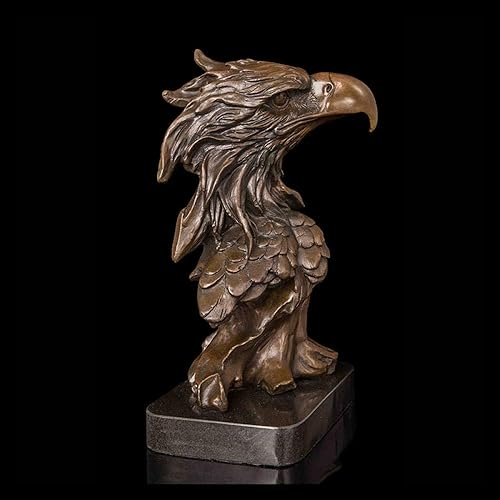 Miniatura 3 de Estatua de cabeza de estatua de animal estatua adornos decoración del hogar tamaño real bronce antiguo latón águila salvaje estatua para jardín al