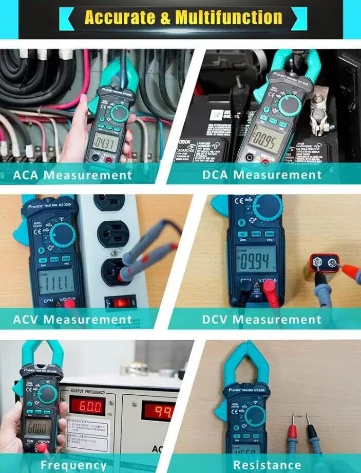 Miniatura 5 de MT-3209 3-5/6 AC/DC Medidor de abrazadera digital, iluminación LED, pantalla digital LCD, sonido y zumbador de luz, mantenimiento eléctrico