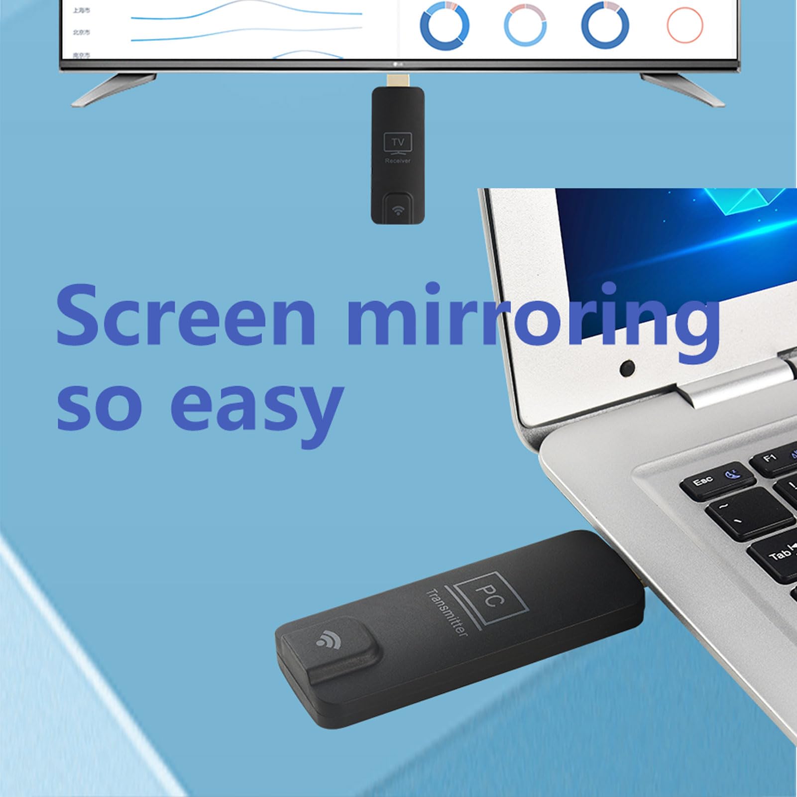 Jectse Wireless HD Multimedia Interface Odbiornik Nadajnika, 5G WIFI Wireless HD Extender Support do 50 M Zakres, Wyjście 1080p 60 Hz