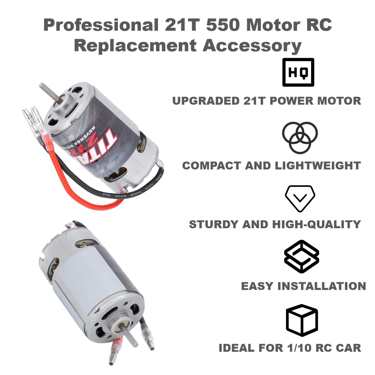 Professional 21T 550 Motor RC Replacement Accessory, Brushed ESC Electric Speed Controller Replacement Fit for 1/10 RC Car - Image 2