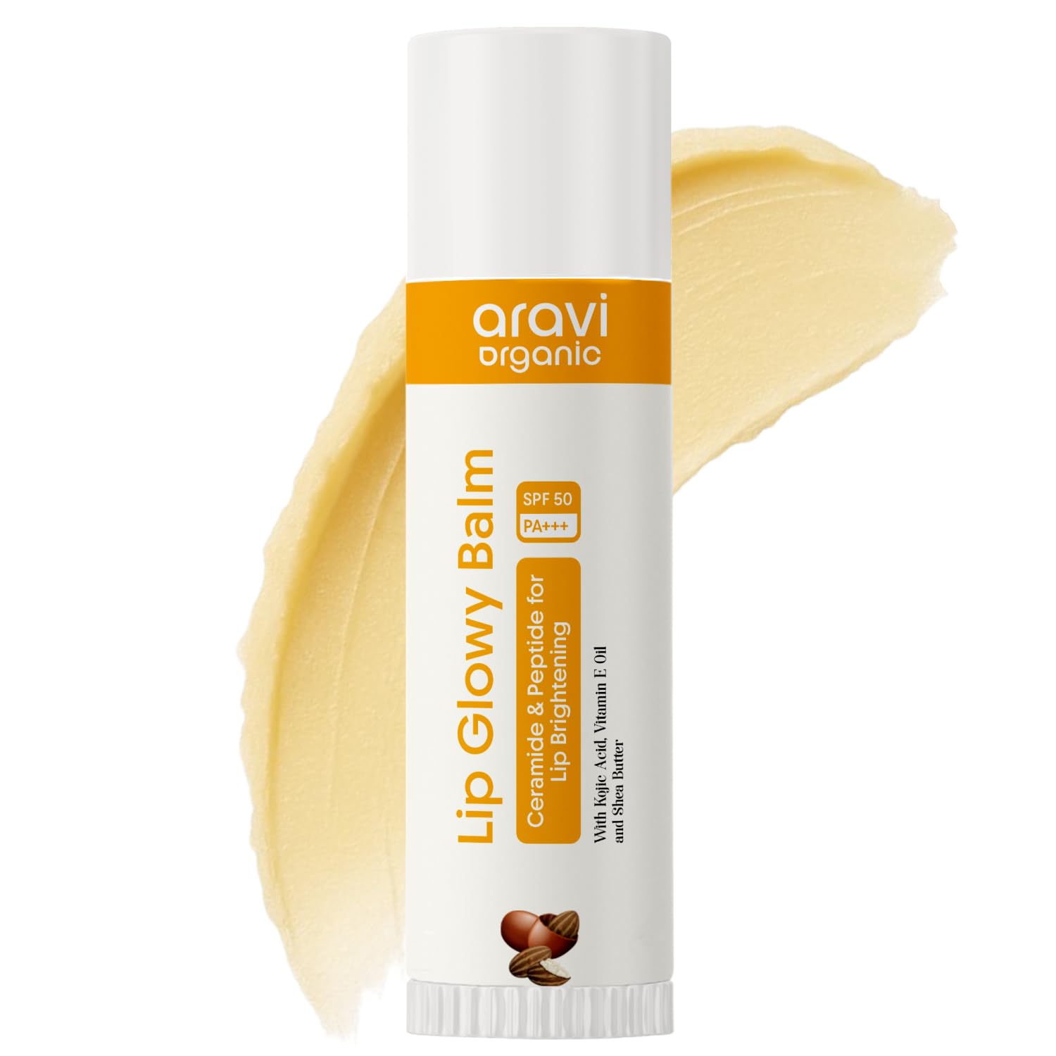 Aravi Organic Natural Lip Balm With SPF 50 PA+++ | Brightening Lip Balm for Dark Lips | Hydrates Dry & Chapped Lips | Kojic Acid, Ceramide, Peptide & Vitamin E | Men & Women | 5g