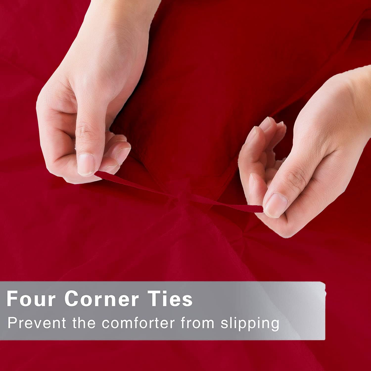 LinenHouse Premium Quality 3-Piece Duvet Cover Set with Zipper Closure & Corner Ties,Solid 1000-Series Ultra Soft Pillow Shams 100% Egyptian Cotton (Twin/Twin XL 68x90, Burgundy) image 4