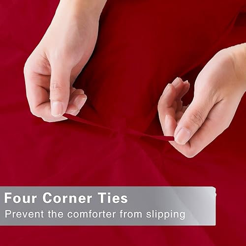 Miniatura 4 de LinenHouse Juego de funda de edredón de 3 piezas de alta calidad con cierre de cremallera y lazos en las esquinas, fundas de almohada ultrasuaves de