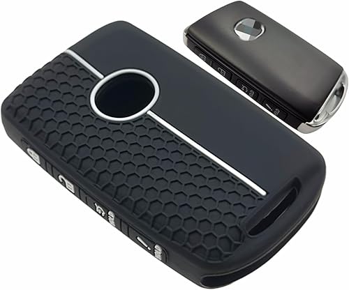 Miniatura 3 de Funda de goma de silicona para llavero compatible con Mazda 3 6 CX-30 CX-5 CX-9 CX-50 2019-2024 (negronegro, 4 botonessilicona)