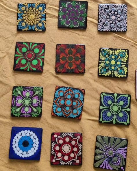 KReating Dot has Set Of 10 Units Each of 2 Inch Square and Star MDF Blank Boards with Nickel Key Ring Chains – Perfect for DIY Craft Projects, Dot Mandala and Paintings (2 Inch R X 3mm Thick | KRB_MDF_07) 2