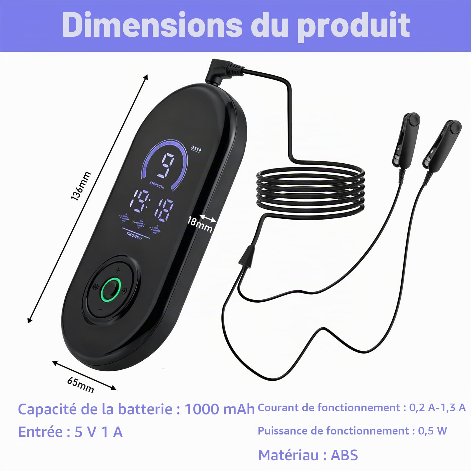 Aide au sommeil avancée, appareil de stimulation du nerf vague avec clips d'oreille, aide au sommeil pour adultes, réduit l'anxiété, soulage la fatigue, micro courant, 3 modes, 9 forces, charge USB