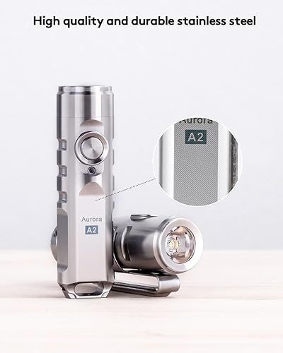 Miniatura 2 de RovyVon Linterna de llavero LED A2 G4 USB-C, 650 lúmenes altos, súper brillante con tamaño de bolsillo EDC, encendido momentáneo, modo de bloqueo,