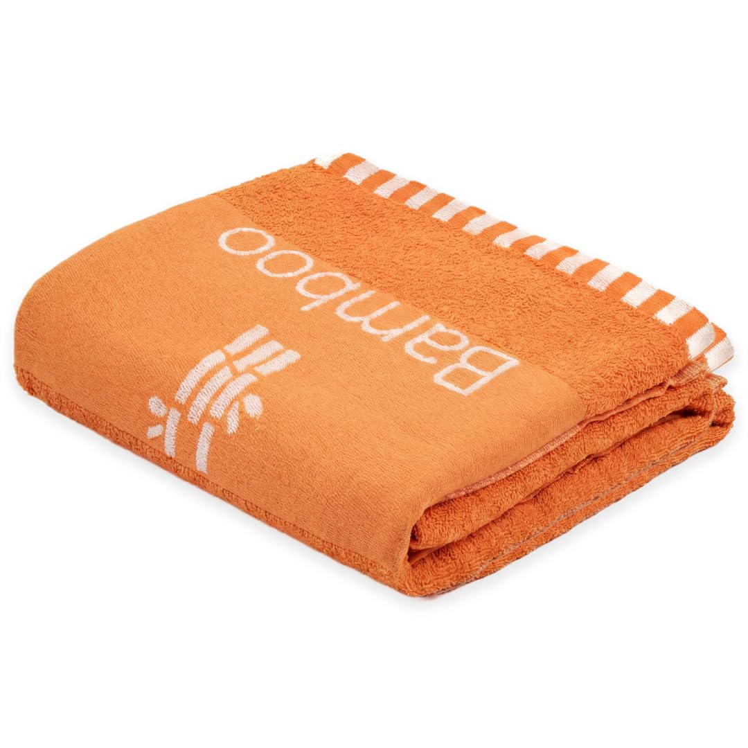 Thirsty Towel, Bamboo Towels for Bath, Super Soft Bamboo Bliss Terry Towel, Quick Dry Towels for Bath Large Size, Towel for Men, Women (Pack of 1 - Orange)-image-31
