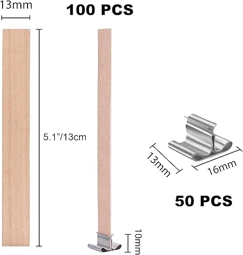 Miniatura 2 de Juego de 230 mechas de madera para velas de 0.020 in para hacer velas naturales, mechas de madera, clips de mecha, kit de núcleos de vela para hacer