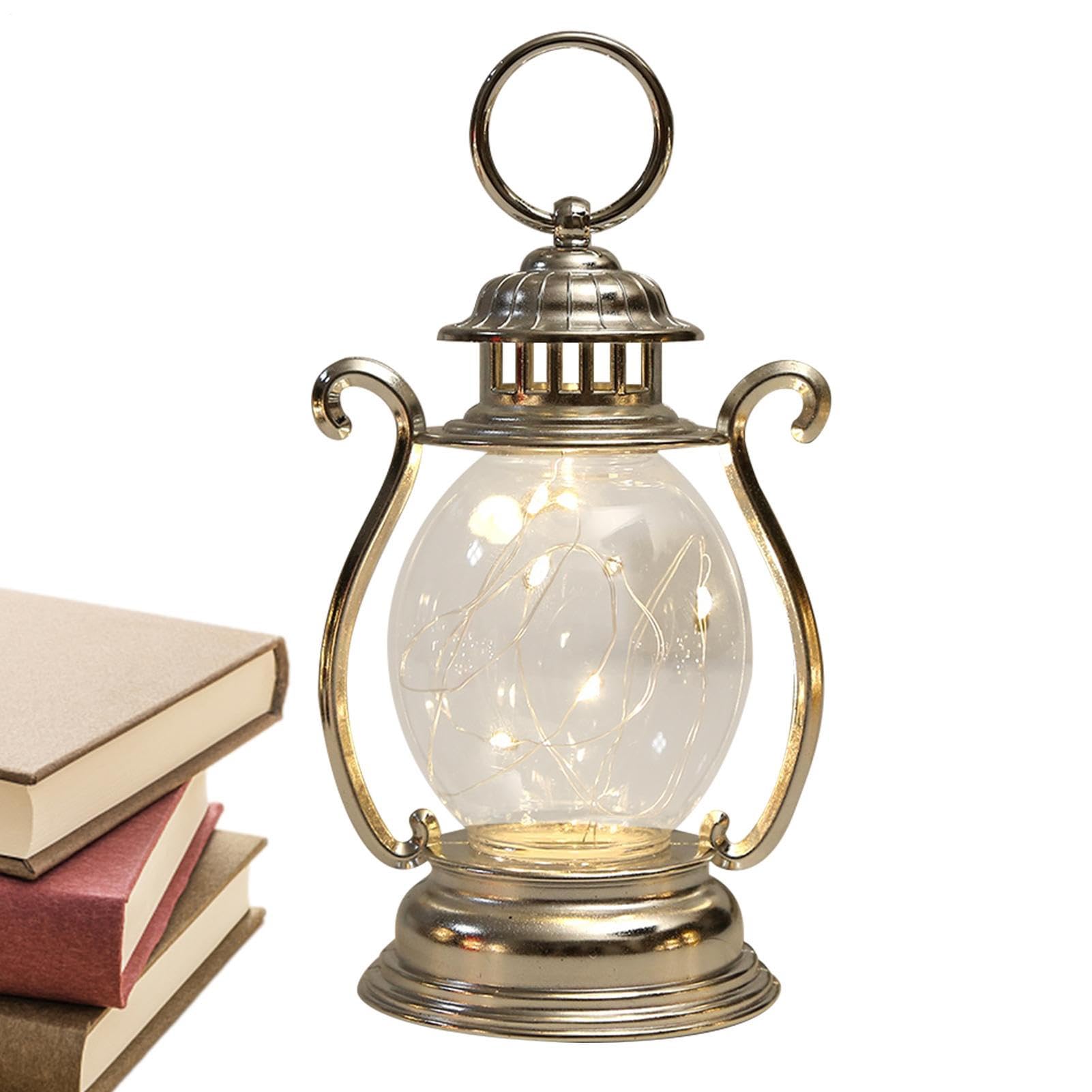 Rechory LED Vintage Lantern, Old Fashioned Nightstand Lamps, Battery Powered Lantern for Christmas, Halloween, Outdoor Hiking Camping