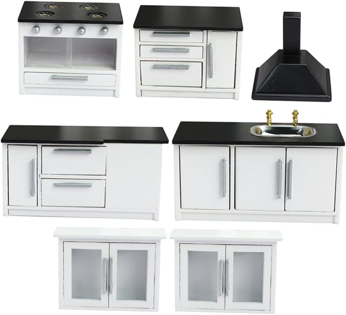 1set Dollhouse Mini Furniture Kitchenette Includes Miniature Gas Stove Scene Furniture for Doll House Decor