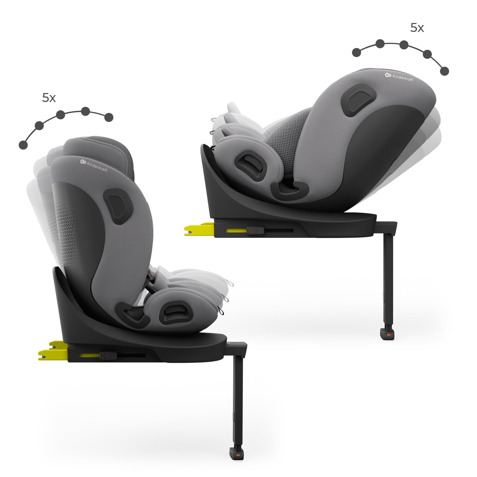 Kinderkraft I-360 2 PRO, fotelik samochodowy i-Size 40–150 cm, obracany 360°, ISOFIX, tyłem i przodem, H-GUARD+, SPS+, EASY SPIN PRO, EASY GROW, od narodzin do 12 lat, Szary