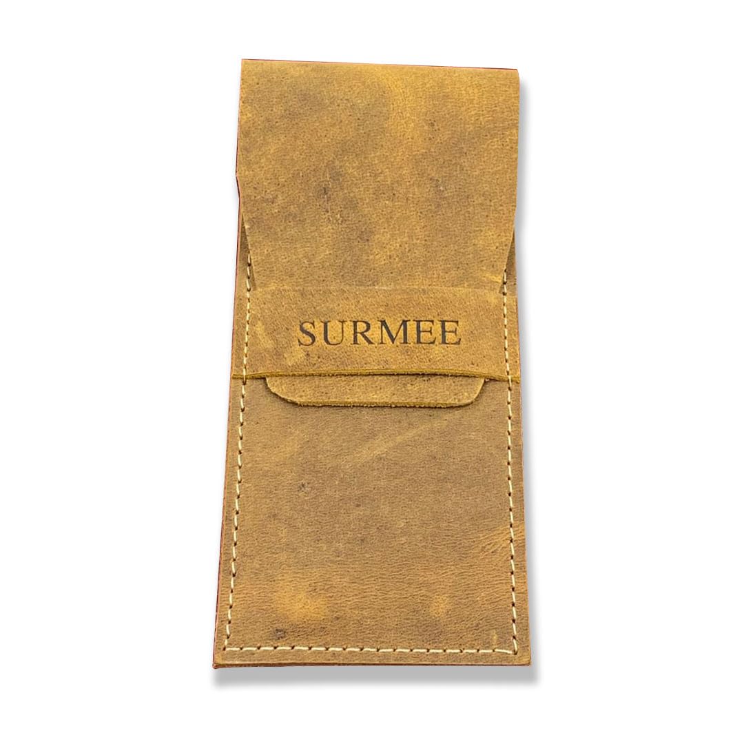 Genuine Leather Pen & Pencil Case – Vintage Brown Holder with Secure Flap | Premium Office Accessory & Rakhi Gift for Brother, Men, Women, Writers, Artists & Professionals