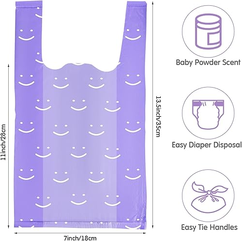 Miniatura 2 de Colarr 1600 bolsas de pañales desechables para bebé, sacos de pañales perfumados para bebé con asa de corbata, bolsas de basura para pañales de