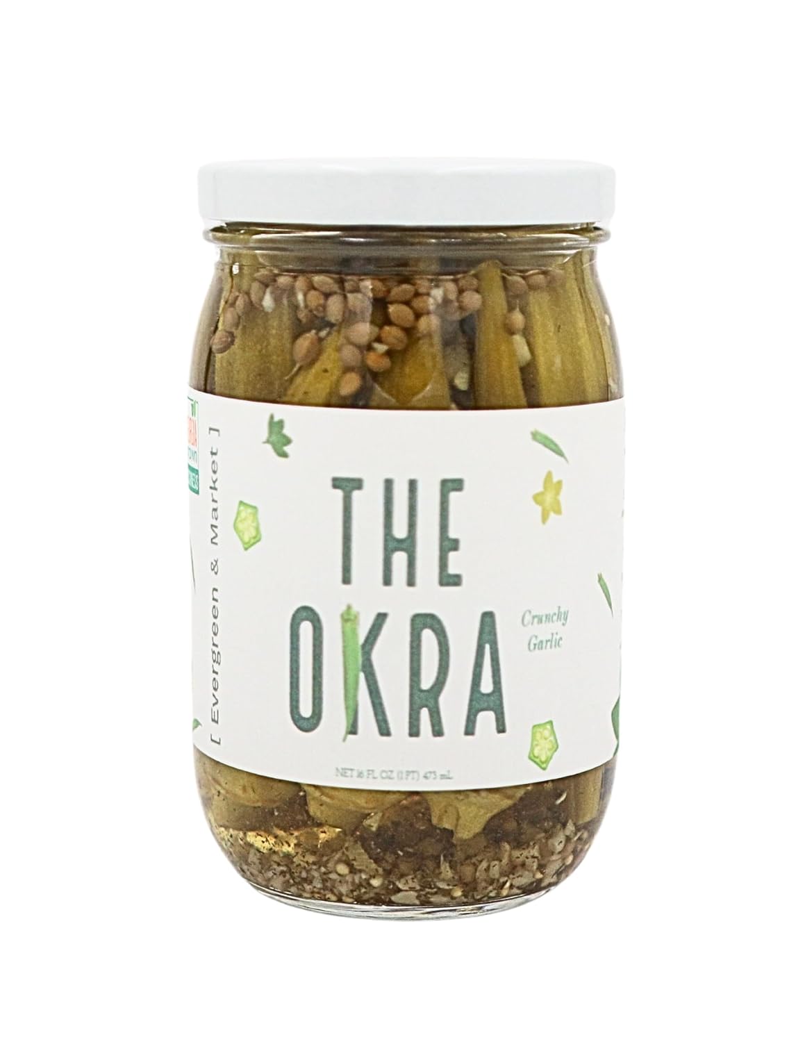 The Okra | Pickled Okra - Southern Style – Crisp, Tangy & Delicious – Garlic Dill Brine – Small Batch Gourmet Snack – Cocktail Garnish & Charcuterie Must-Have – [PICKLES] - 17 Oz Glass Jar