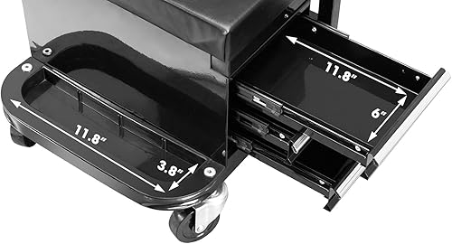 Miniatura 3 de APD2016AD Torin - Caja de herramientas con 3 cajones y ruedas, asiento acolchado para taburete, color negro