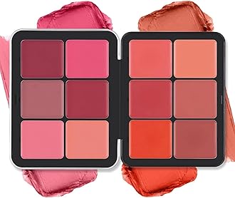 12 Colors Blush Palette,Highlighter Blush Powder Makeup,Long-Wearing,Smudge Proof,Natural-Looking,Blendable Cruelty-Free Matte Finish,Contour and Highlight Blush Palette Face Cosmetics Makeup