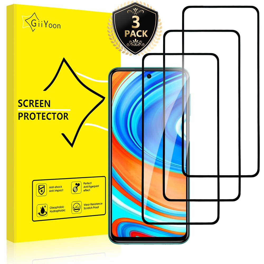 GiiYoon-3 PACK Screen Protector for Xiaomi Redmi NOTE 9 PRO Tempered Glass [HD Full Coverage] [Easy Installation] [Round Edge] [Scratch Resistant] [9H Hardness] Protective Film
