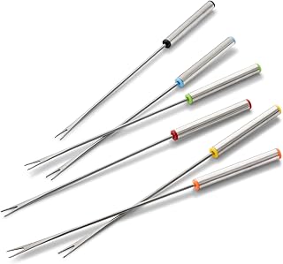 Bon Chef Fondue Forks, Set of 6, Stainless Steel with Colored Handles