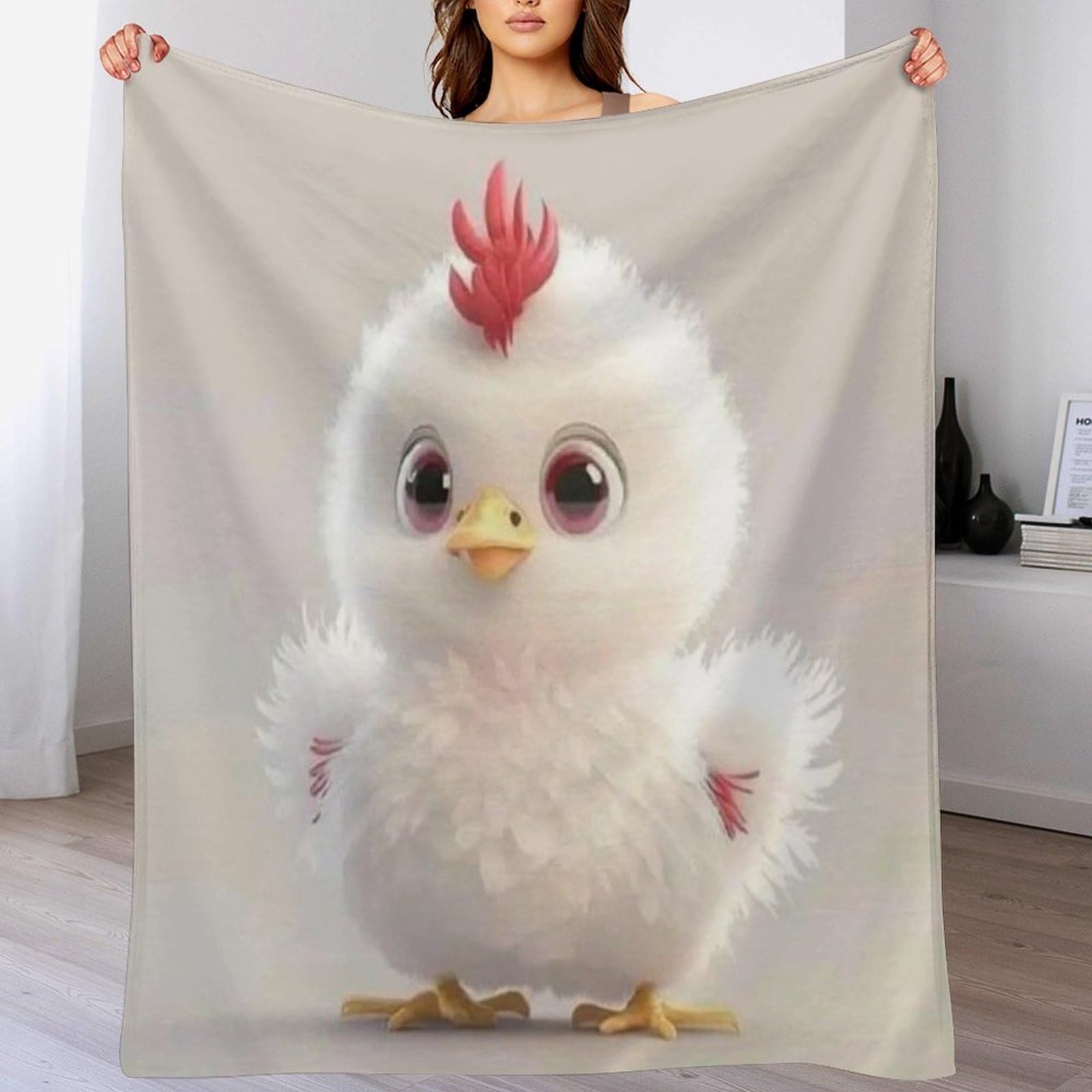 Couverture poulet mignon contre le froid : plaid flanelle chaude et entretien facile machine