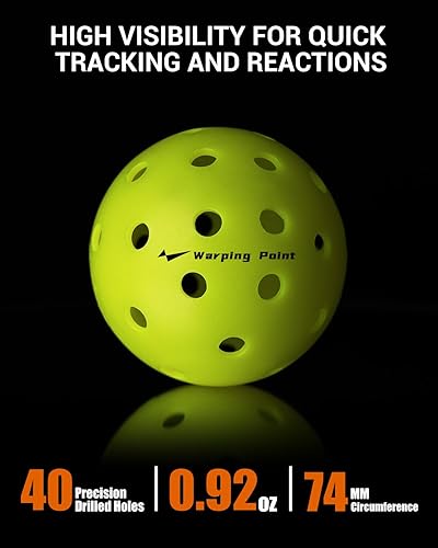 Miniatura 4 de Warping Point Outdoor Pickleball Balls USAPA Approved  4 Pack, 12 Pack  40 Holes Competition Pickle Balls for Tournament Play  Crack Resistant
