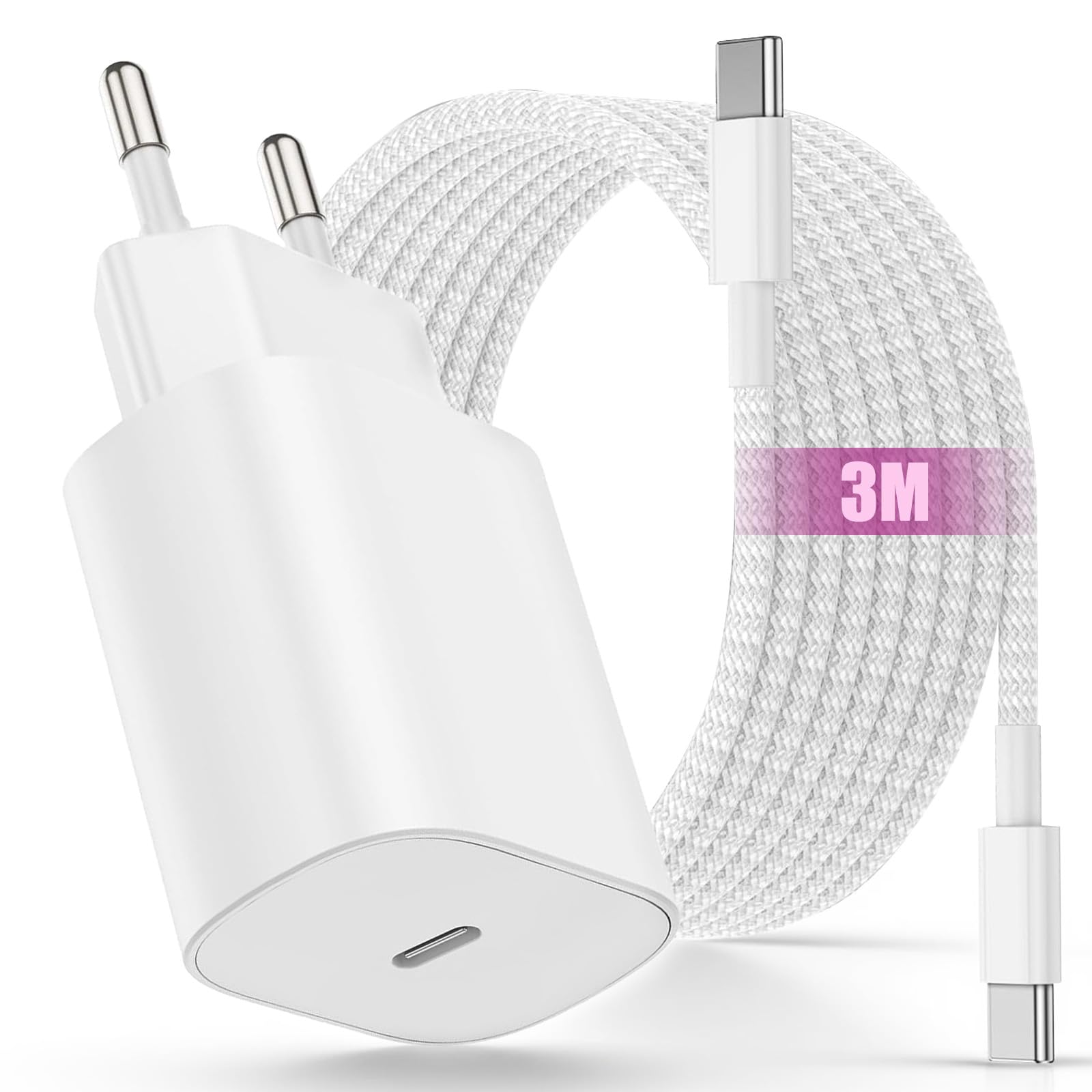 iPad Ladekabel Original und iPad Ladegerät, 25W USBC i Pad Netzteil mit 3M USB C Kabel Schnellladekabel für iPad Pro 13"/12.9"/11", Air 5/4 Gen 11"/13", iPhone 17 16 15 Pro Max/15 Plus, iPad 10 Gen