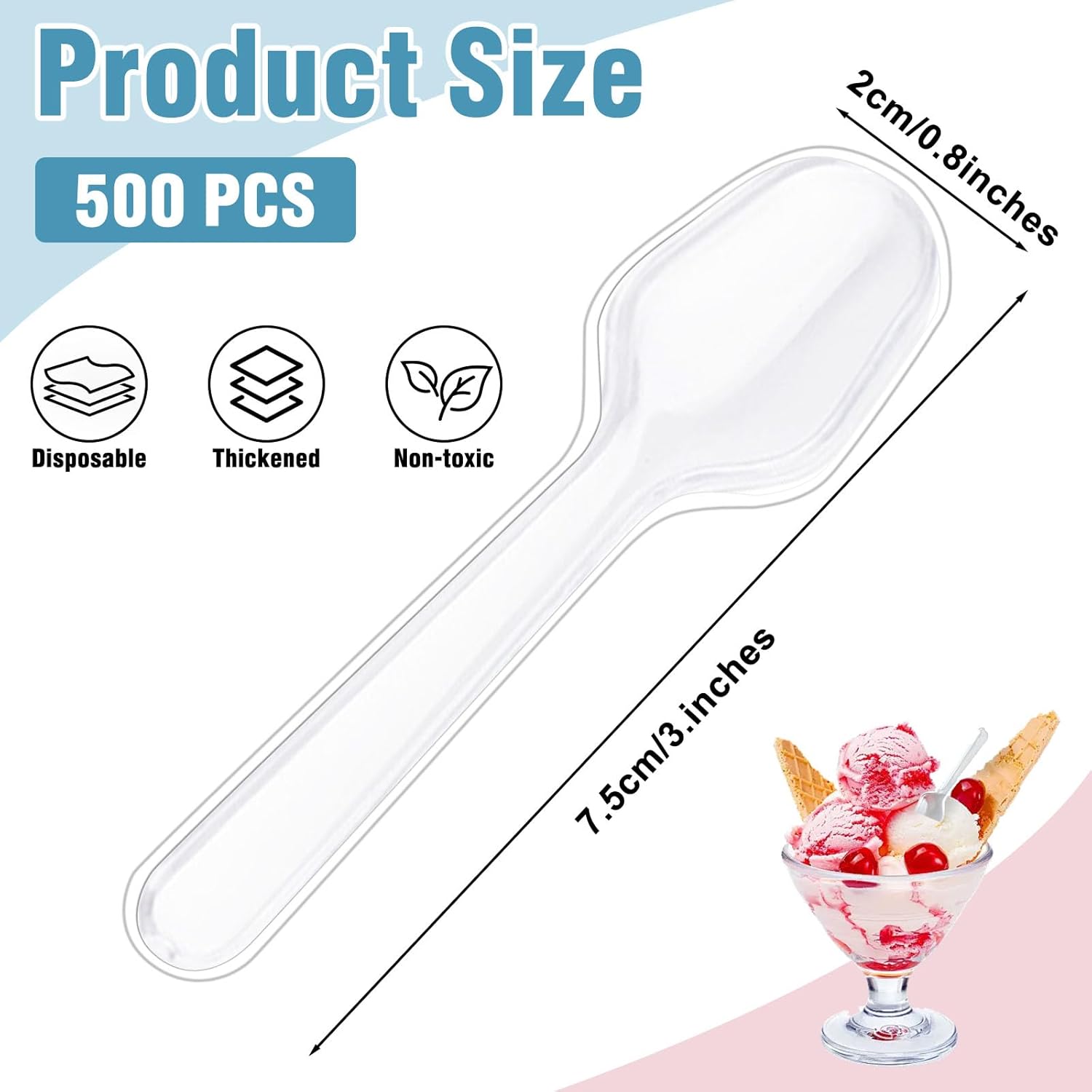 Mini Spoons for Derts, Clear Plastic Small Tasting Spoons, Disposable