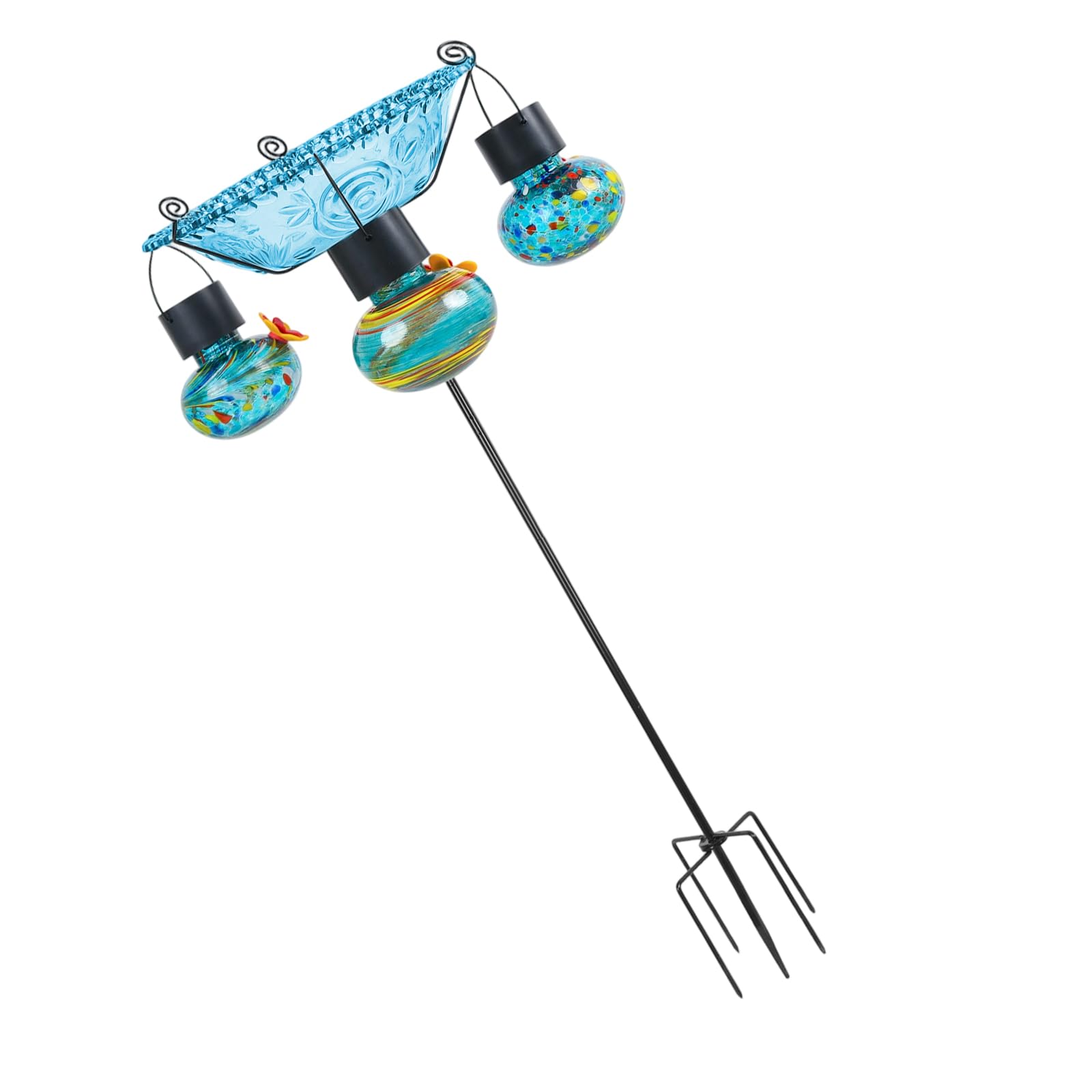 Mangiatoia solare per uccelli colibrì con finestra osservazione Picchetti da antiruggine per santuari per uccelli da balcone Mangiatoia in plastica resistente