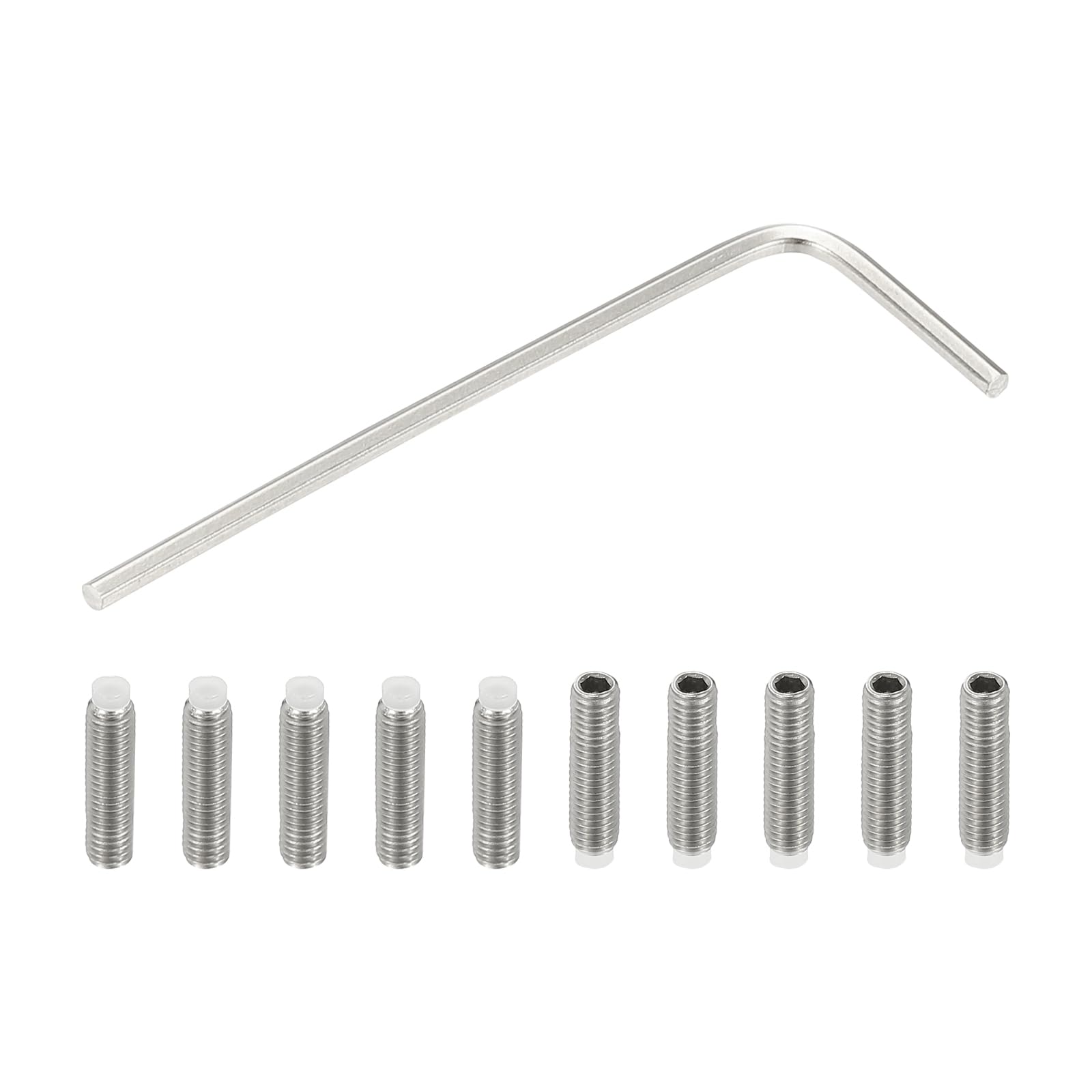 PATIKIL M3x12mm NyLon Tip Grub Screw, 10pcs 304 StainLess SteeL Metric Hex Socket Head Cup Point BoLt Anti SLip InternaL Hex Drive Hardware with l Key Wrench