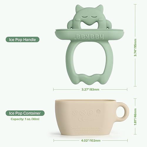 Miniatura 9 de Haakaa Chilly Monster Moldes de paletas de leche materna, moldes de silicona para aliviar la dentición del bebé, sin BPA, máquina de paletas para