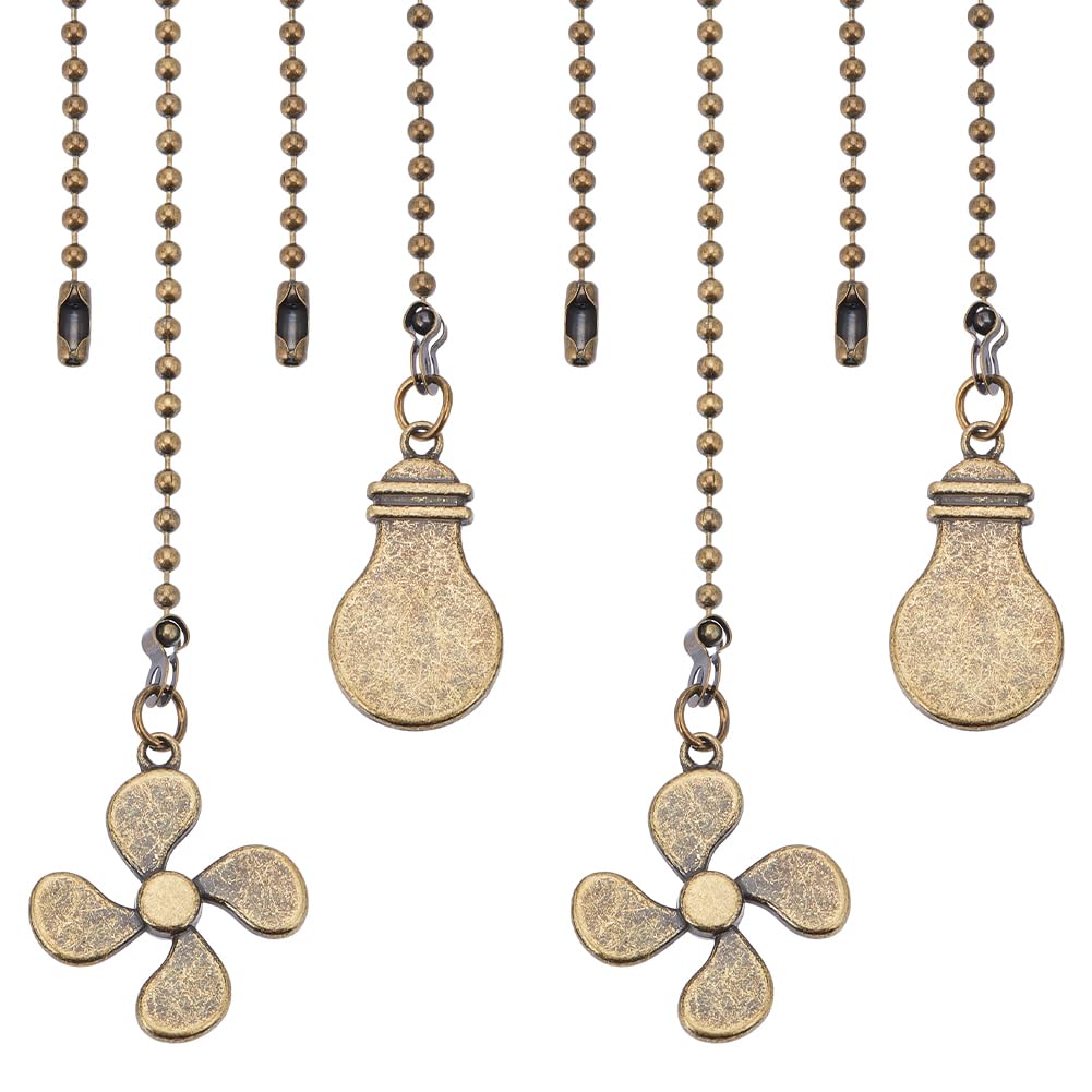 CRASPIRE 4Pcs Bronze Bulb Fan Ceiling Fan Pull Chain Extender Vintage Charm Pendant Adjustable Decorative Extension Connector Ball Bead Cord Replacement Hanging Ornaments for Lighting Lamp Decor