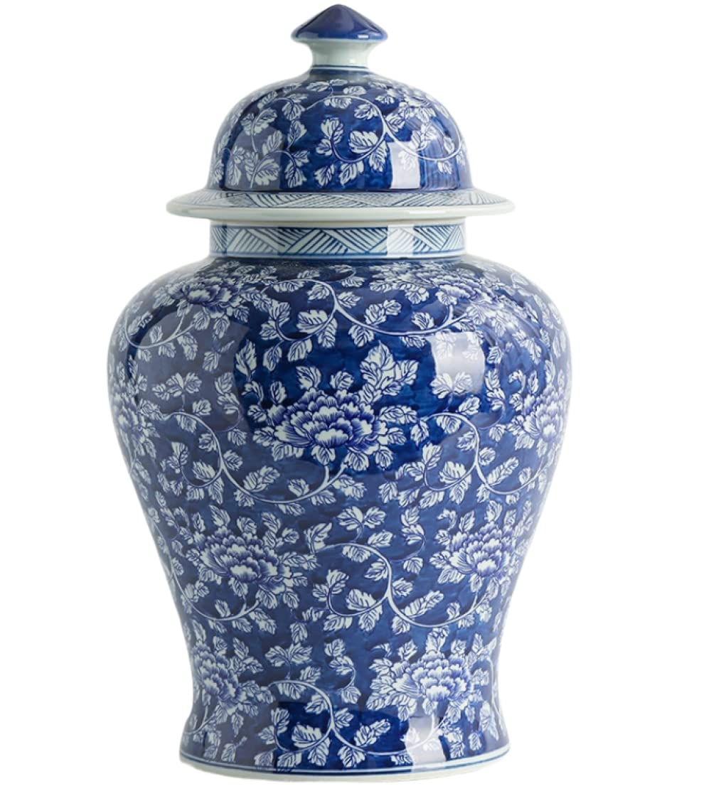 asdchZen Vases Traditional Oriental Style Ceramic Ginger Jar, Antique Ceramic, Storage Vase Flower Pot Office Bedroom Home Decorations -C 50×26.5Cm,C 50×26.5cm
