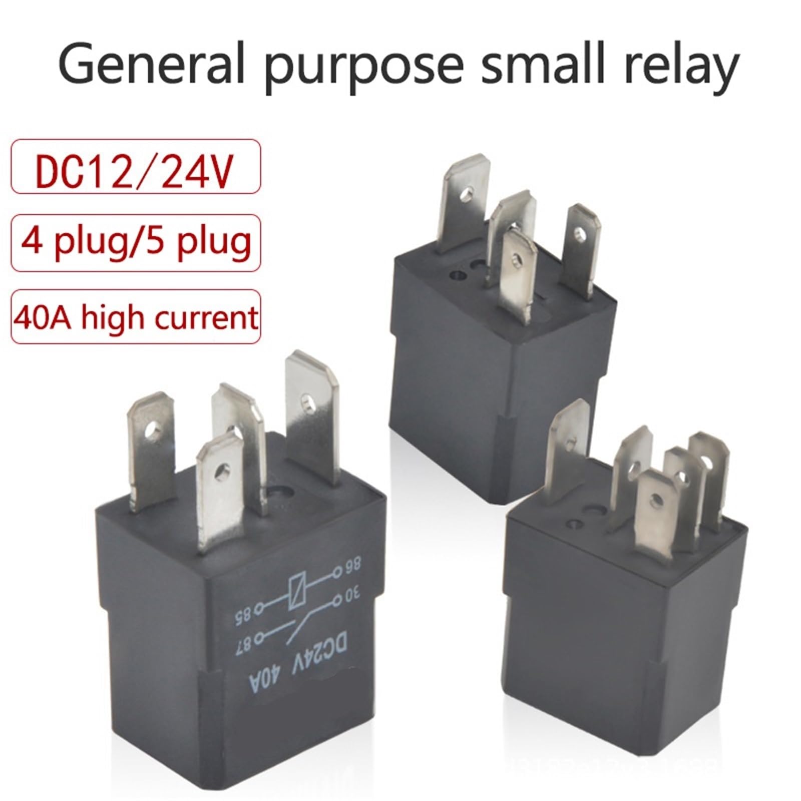 1PC Automotive przekaźnik 40 A 12 V/24 V 4 piny 5-pinowy mały wodoszczelny przekaźnik oświetleniowy kontroler (12 V 5 pin)