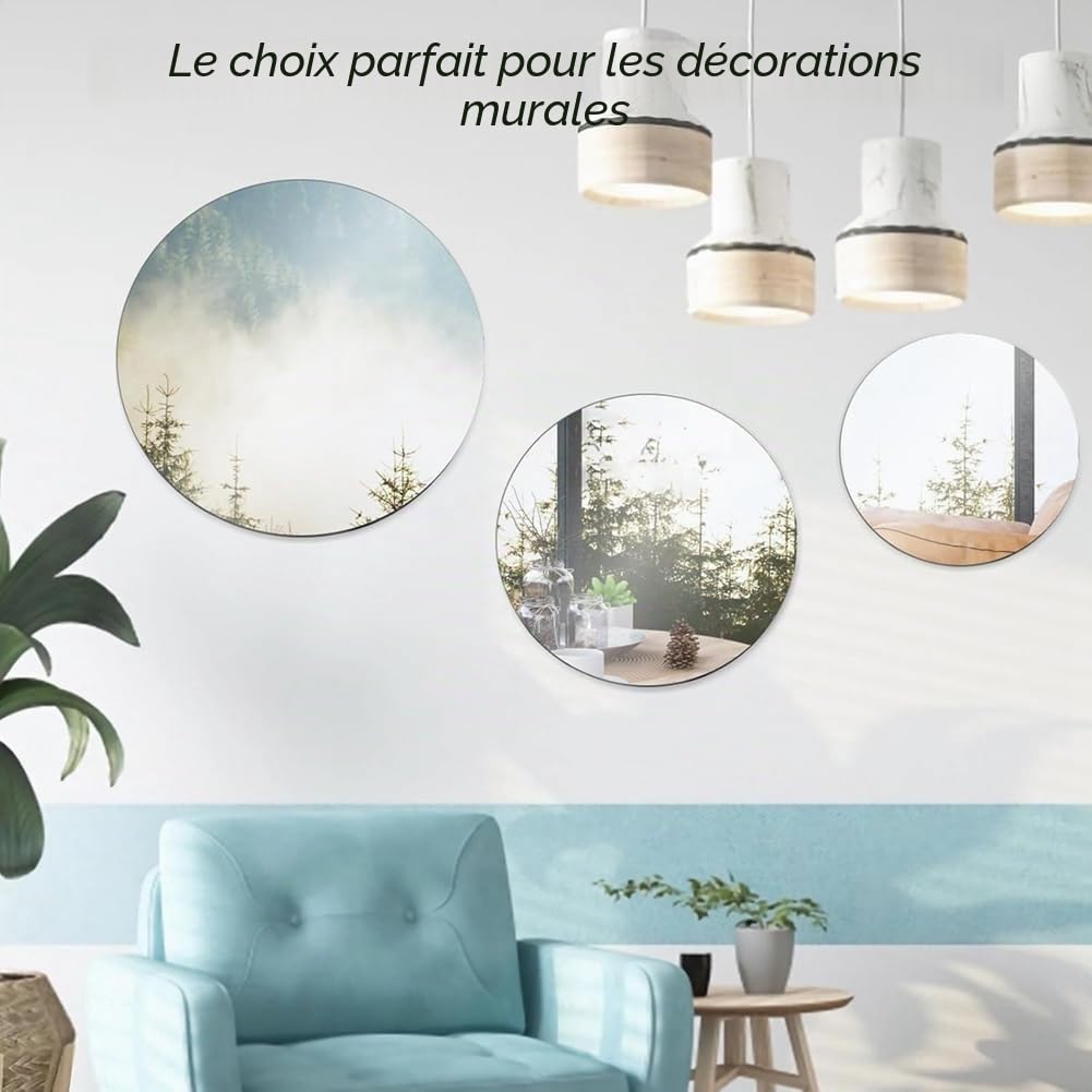 12 Miroirs Ronds de 30 cm pour Centres de Table, Plateaux et Assiettes Ronds avec Miroirs pour Centres de Table, Décorations de Mariage,