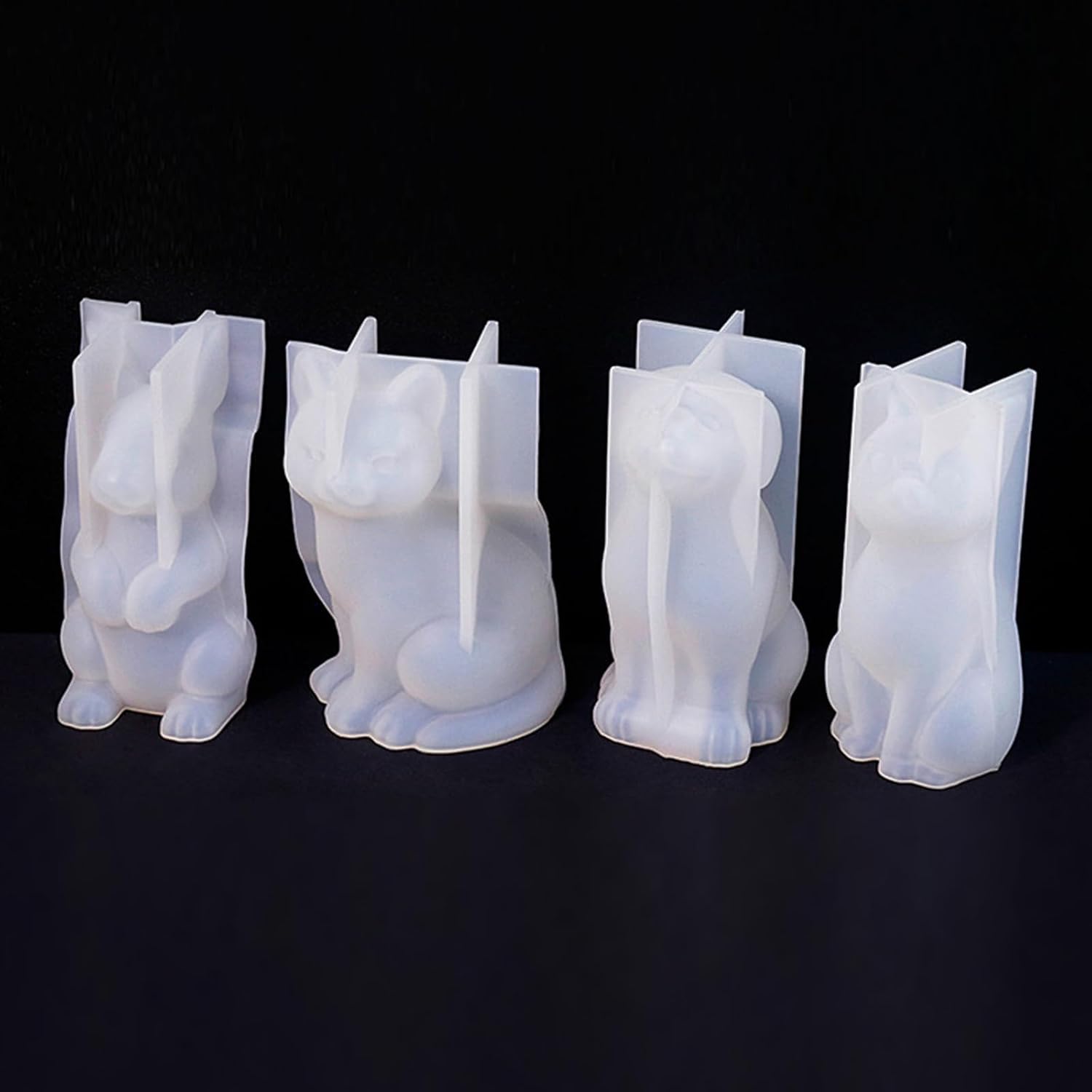 4PCS 3D Animal Mold Dog Mold For Gypsum Ornaments Home Decor Epoxy Resin Casting Silicone Mold For Wax