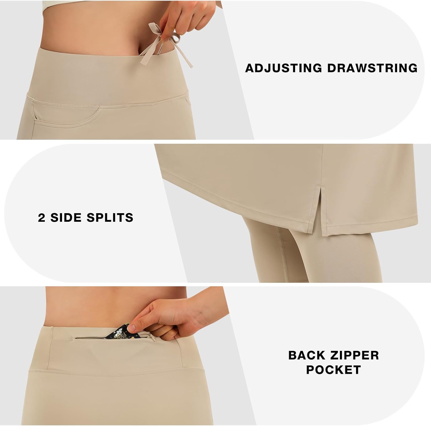 beroy Women Skirt with Leggings Tennis Knee Length Skorts High Waist Athletic Skirted Capris Pockets - Image 5