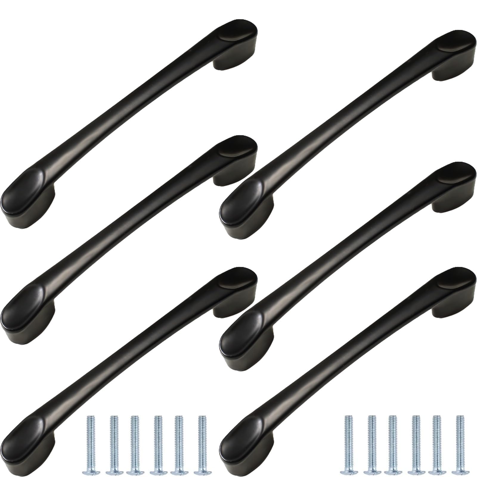 Poignées de tiroir de cuisine lot de 6 noires entraxe 128 mm placard