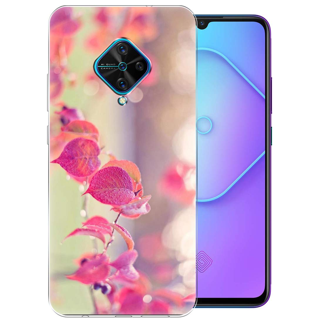 Fashionury Pink Leaves Soft Silicone Lightweight Slim fit Back Cover for Vivo S1 Pro/Stylish Printed Back Cover for Vivo S1 Pro (B0842PRRG7) Amazon Price History, Amazon Price Tracker