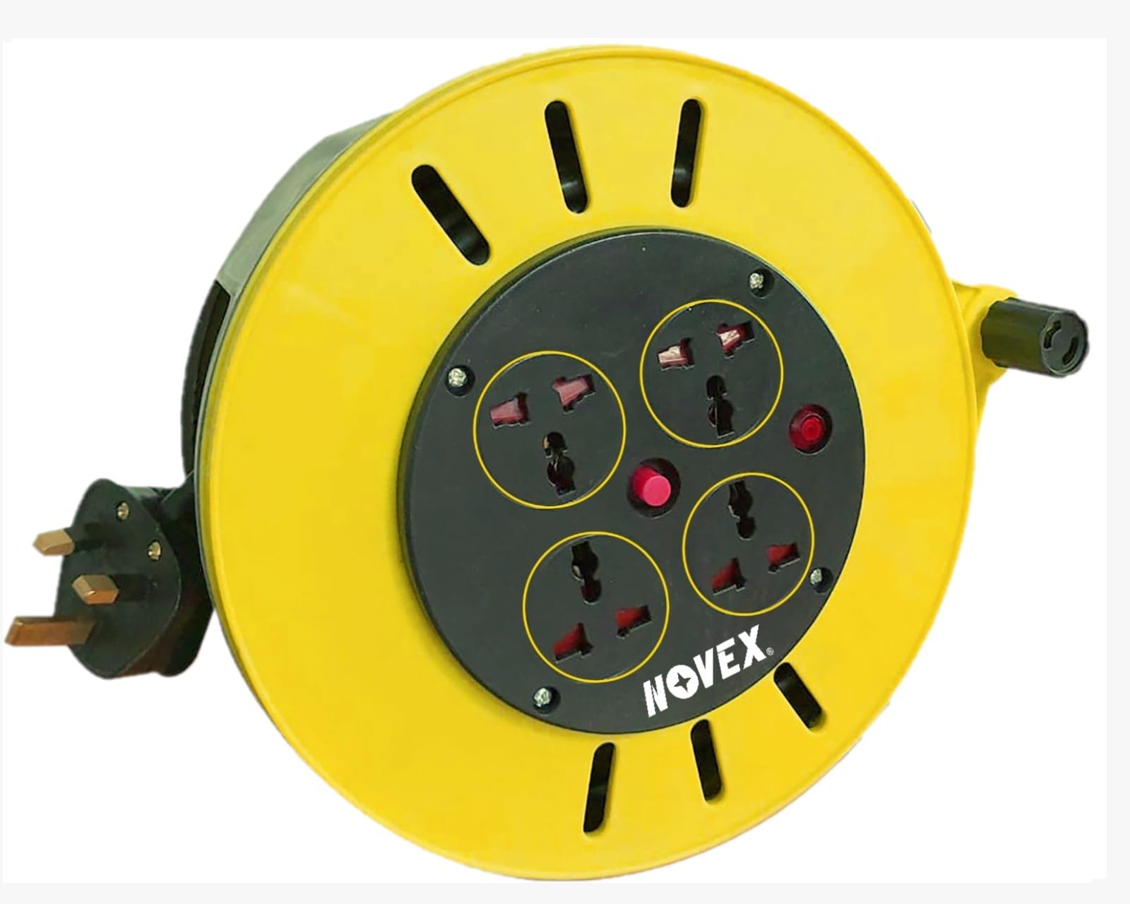 Extension Reel With 4 Socket Power Cable Extensions | 4-way Outlets | Retractable Power Strip | Round extension Cord | 99.9% Pure Copper Cable (10MTR)